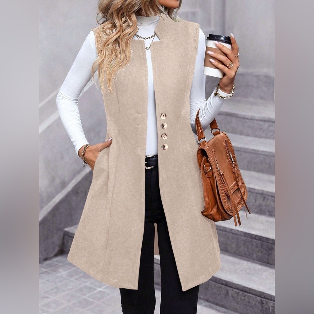 Button-Down Longline Vest Coat